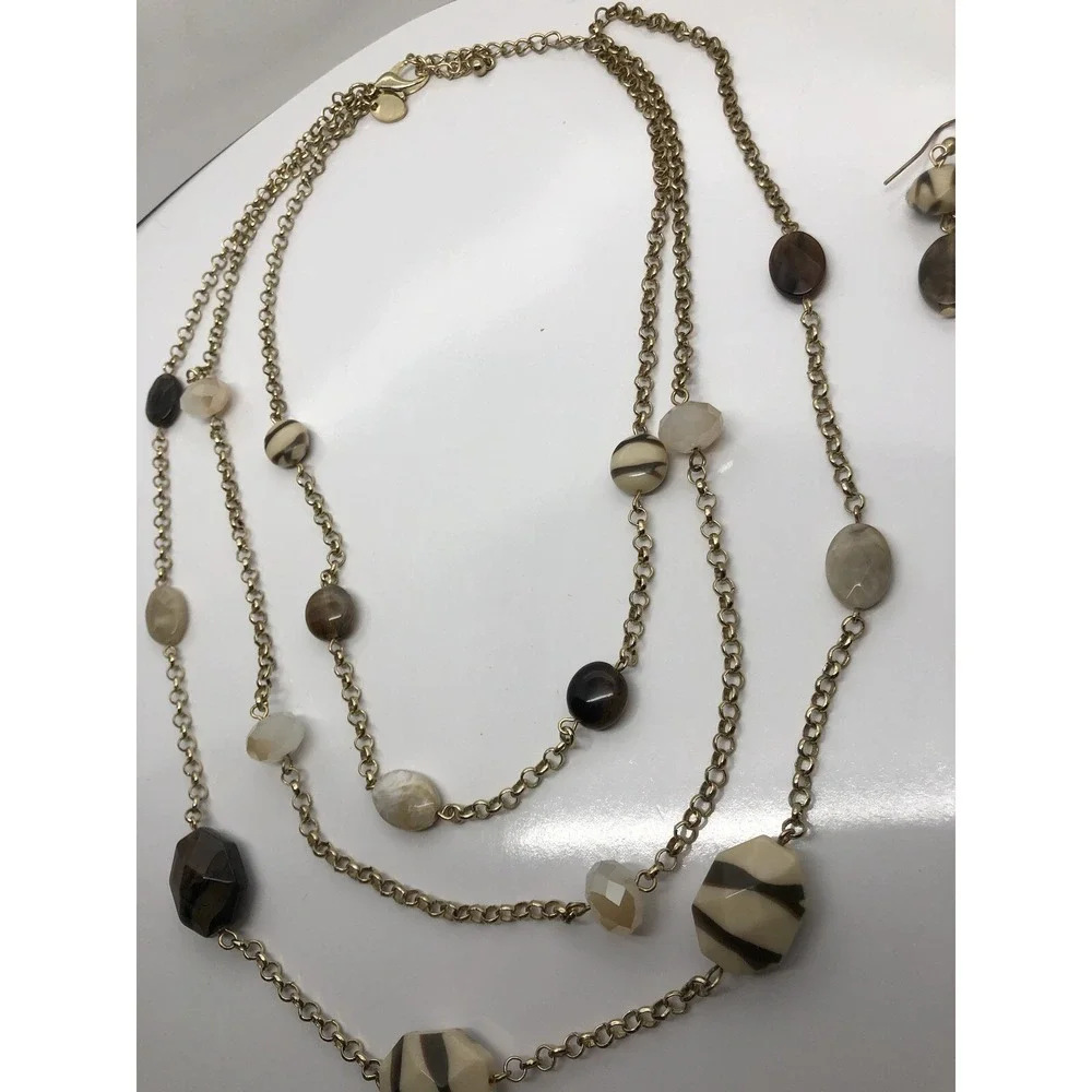Matching Necklace Dangle‎ Earrings Gold Tone 18-24